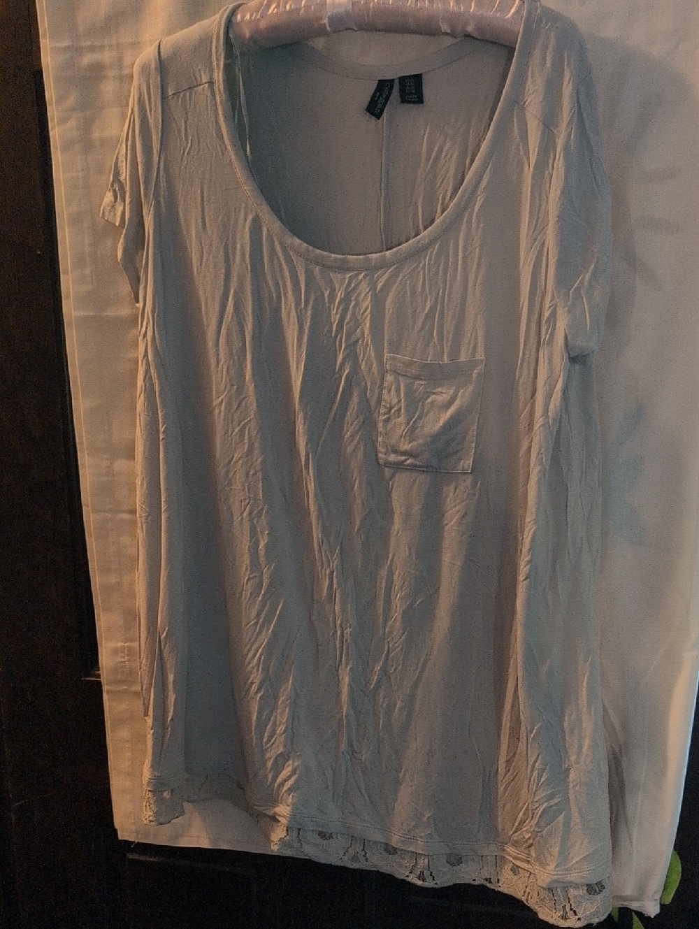 Cynthia Rowley Light Green Scoop Neck Pocket Tee
